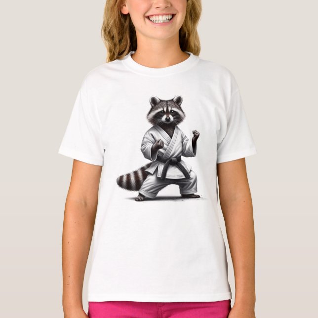 Niedlicher Spaß Tier-Spaß Raccoon Kampfkunst T-Shirt (Vorderseite)
