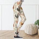 Niedlicher Spaß Vintag Ivory Rosa Blumenhühnchen H<br><div class="desc">Leggings schmückten Hühnermuster.</div>