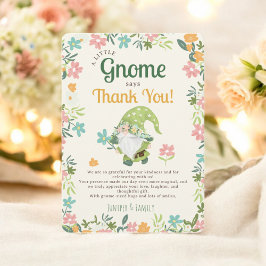 Niedlicher Spaß Whimsical Floral Gnome Erster Gebu Dankeskarte