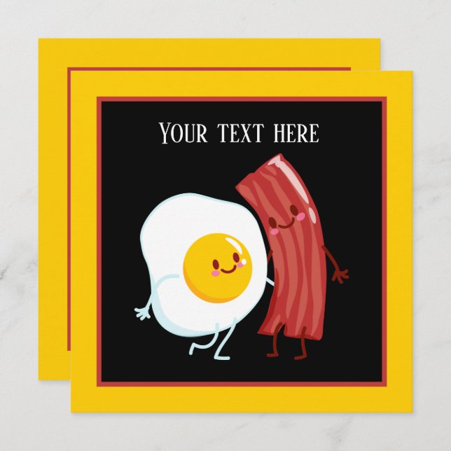 Niedlicher Speck und Eier Frühstücksbuffet Party Einladung (Vorne/Hinten)