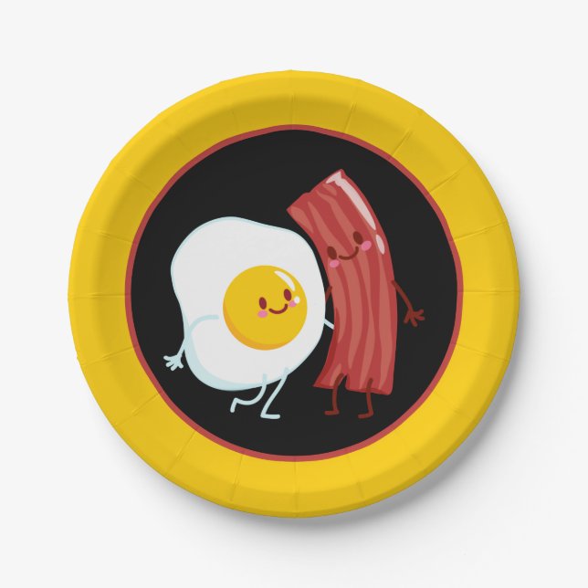 Niedlicher Speck und Eier Frühstücksbuffet Party Pappteller (Vorderseite)