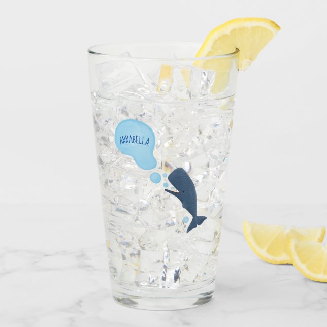 Niedlicher Spermienwal bläst Blasen Cartoon Glas (Rückseite Ice)