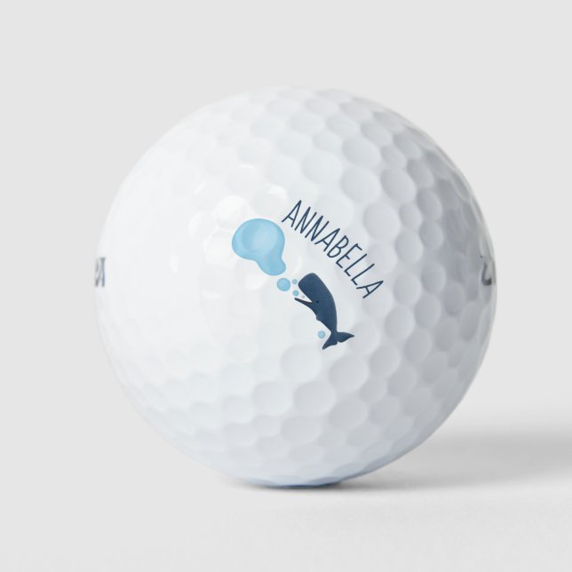 Niedlicher Spermienwal bläst Blasen Cartoon Golfball (Vorderseite)
