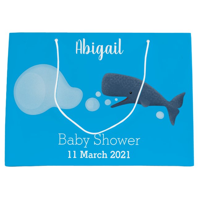 Niedlicher Spermienwal bläst Blasen Cartoon Große Geschenktüte (Vorderseite)