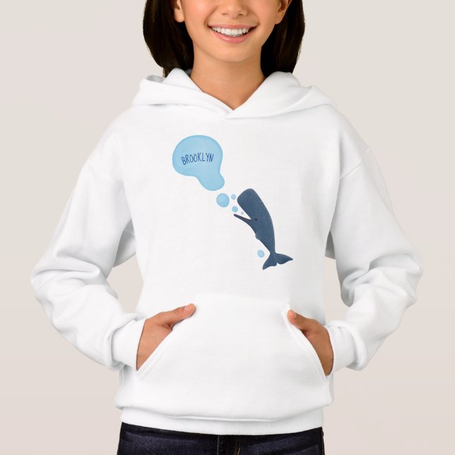 Niedlicher Spermienwal bläst Blasen Cartoon Hoodie (Vorderseite)
