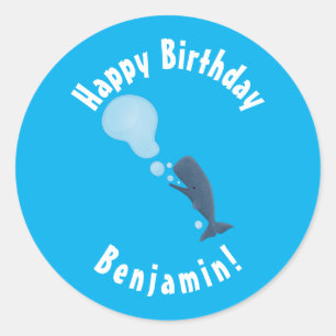 Niedlicher Spermienwal bläst Blasen Cartoon Runder Aufkleber