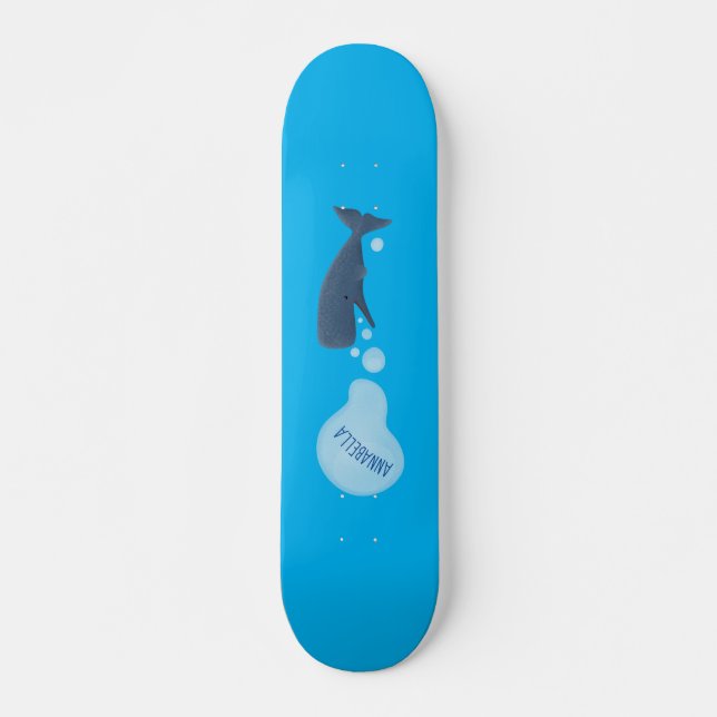 Niedlicher Spermienwal bläst Blasen Cartoon Skateboard (Vorne)