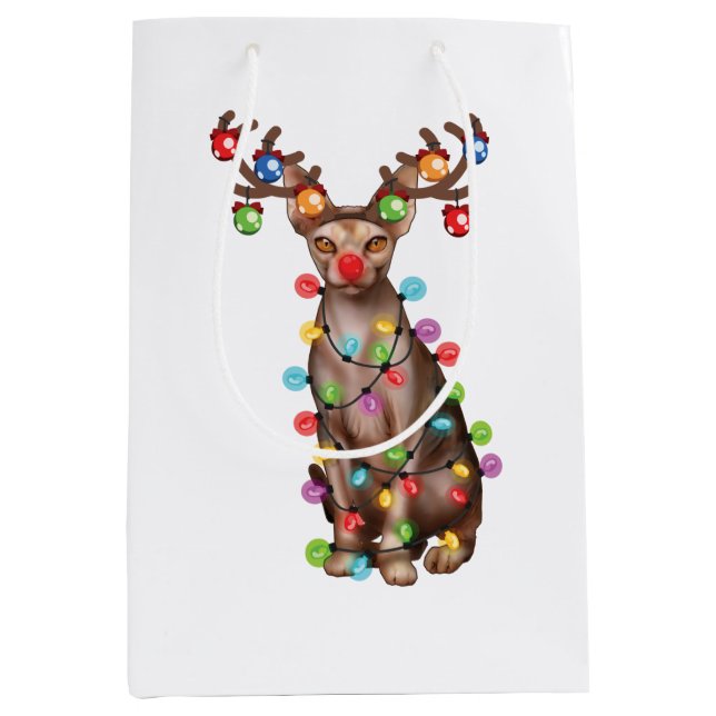 Niedlicher Sphynx Cat Lover Weihnachten Weihnachte Mittlere Geschenktüte (Vorderseite)