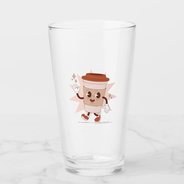 Niedlicher, spielerischer Coffee Cartoon Glas (Vorderseite)