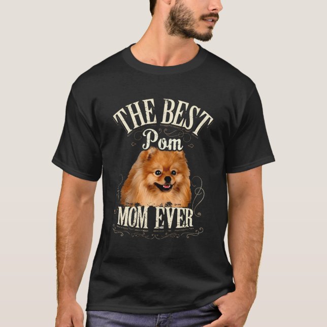 Niedlicher Spitz Die beste Pom Mama je Hund Mama M T-Shirt (Vorderseite)