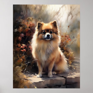 Niedlicher Spitz Dog Art Print Poster