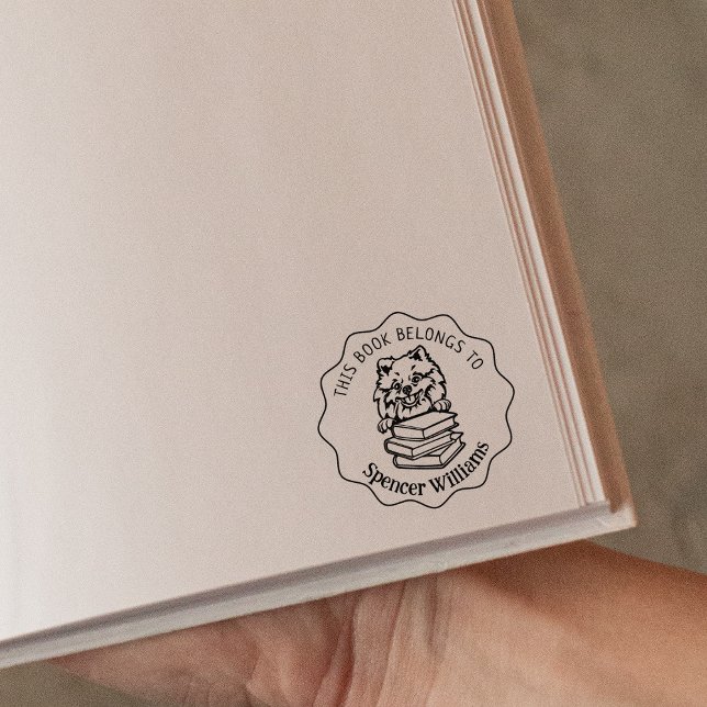 Niedlicher Spitz Dog Book Gummistempel (Von Creator hochgeladen)