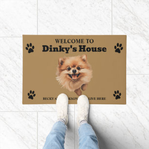 Niedlicher Spitz Dog Foto Fußmatte
