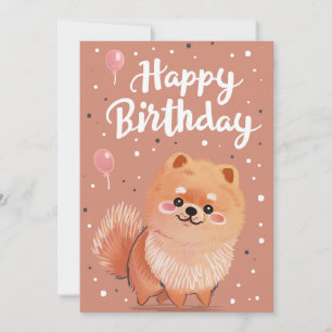 Niedlicher Spitz Happy Birthday Feiertagskarte