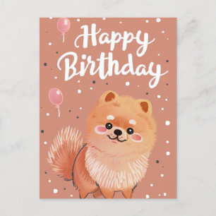 Niedlicher Spitz Happy Birthday Postkarte