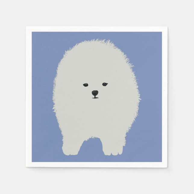 Niedlicher Spitz Hund, Fluffy Hund Art Paper Napki Serviette (Vorderseite)