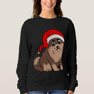 Niedlicher Spitz Hund in der Weihnachtsmannmütze W Sweatshirt