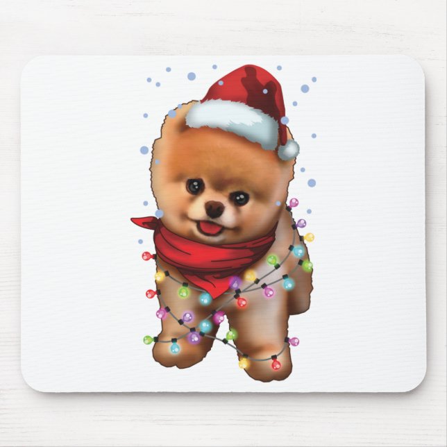 Niedlicher Spitz Hund Lover Funny Xmas Weihnachtsg Mousepad (Vorne)