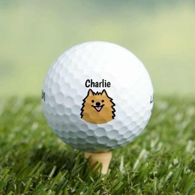 Niedlicher Spitz Hund mit Individuelle Name Golfball (Insitu T-Shirt)