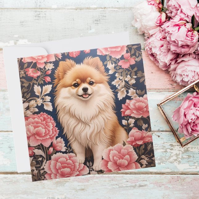 Niedlicher Spitz Hund Rosa Blütenblatt Dankeschön  (Von Creator hochgeladen)