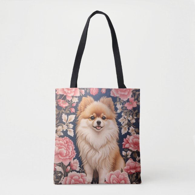Niedlicher Spitz Hund rosa Blütenblättrig (Vorderseite)