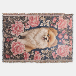 Niedlicher Spitz Hund rosa Blütenblättrig Decke