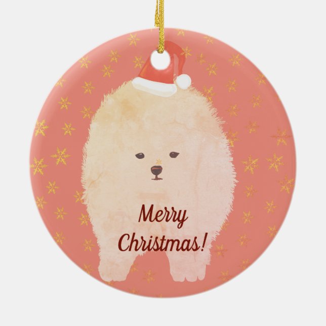 Niedlicher Spitz Hunde Keramik Ornament (Hinten)
