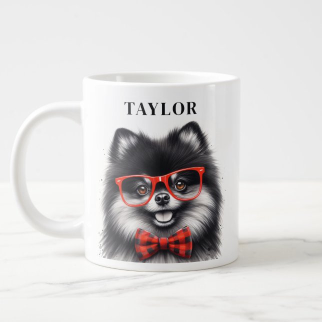 Niedlicher Spitz Roter Nerd Brille Individuelle Na Jumbo-Tasse (Links)