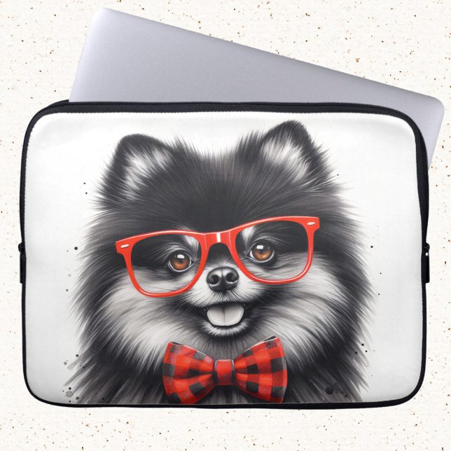 Niedlicher Spitz Roter Nerd Brille Laptopschutzhülle (Von Creator hochgeladen)
