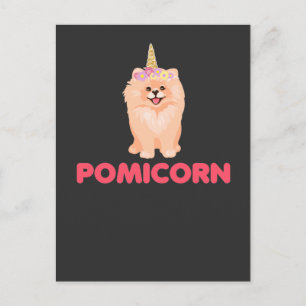 Niedlicher Spitz Unicorn Hund mit Blume Postkarte