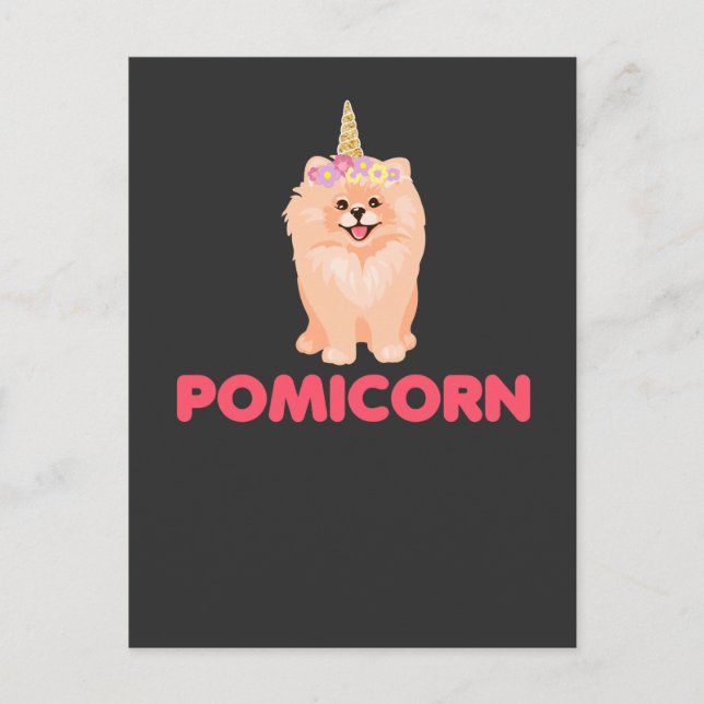 Niedlicher Spitz Unicorn Hund mit Blume Postkarte (Vorderseite)