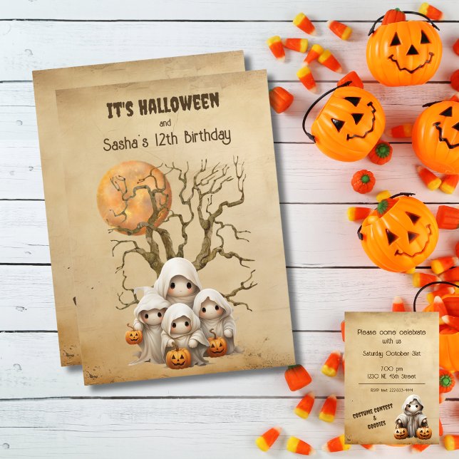 Niedlicher Spooky-Ghost-Trick oder eine Treatfamil Einladung (Von Creator hochgeladen)