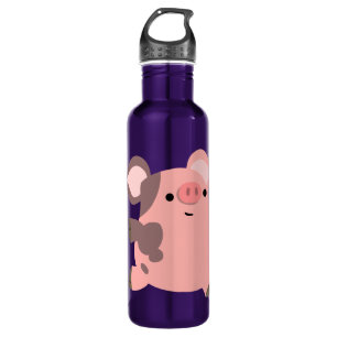 Niedlicher Sporty Cartoon Pig Edelstahlflasche