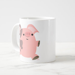 Niedlicher Sporty Cartoon Pig Jumbo-Tasse