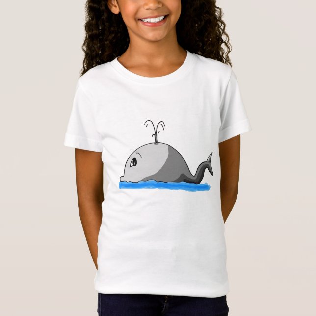 Niedlicher Spouting Cartoon Whale T-Shirt (Vorderseite)