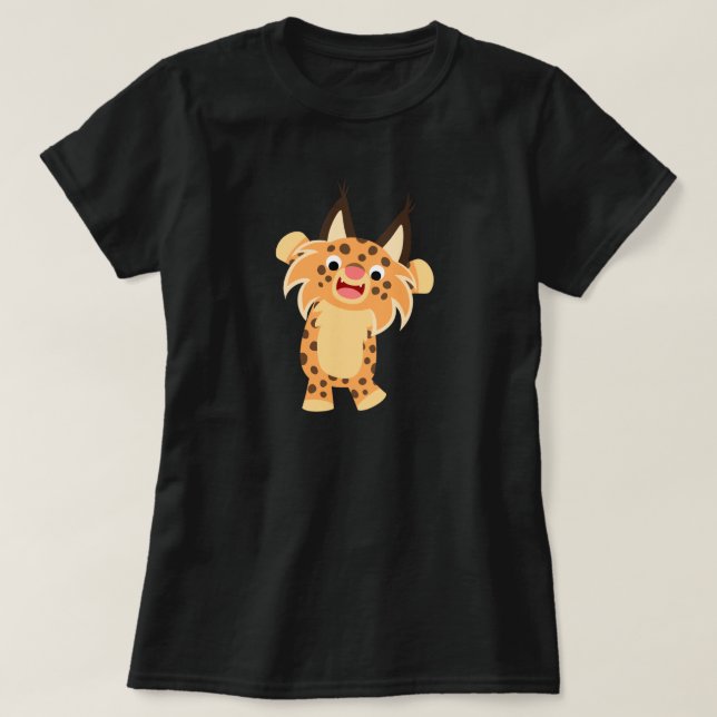Niedlicher Spunky Cartoonbobcat-Frauen-T - Shirt (Design vorne)