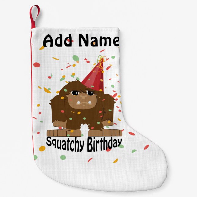Niedlicher Squatchy Birthday Bigfoot Kleiner Weihnachtsstrumpf (Vorderseite)