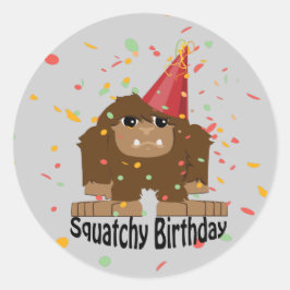 Niedlicher Squatchy Birthday Bigfoot Runder Aufkleber
