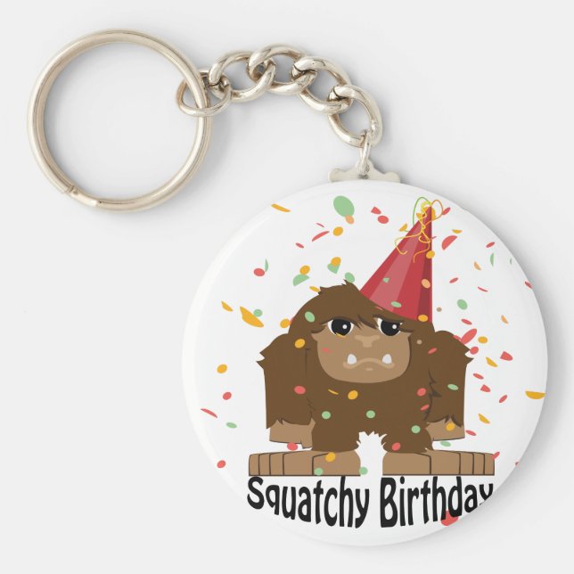 Niedlicher Squatchy Birthday Bigfoot Schlüsselanhänger (Vorne)