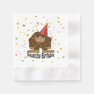 Niedlicher Squatchy Geburtstagsbigfoot-Cartoon Serviette