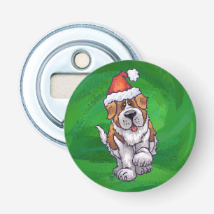 Niedlicher St. Bernard in Weihnachtsmannmütze auf  Flaschenöffner