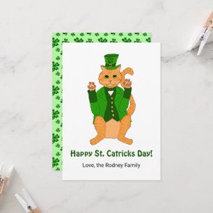Niedlicher St Catricks Day Funny Lucky Cat Kleebla Karte