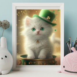 Niedlicher St. Patricks Day Cat Pot of Gold Poster