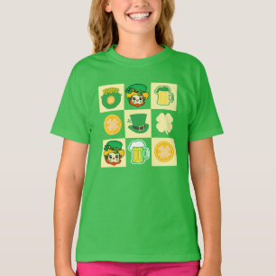 Niedlicher St. Patrick's Day Checkerboard Kids T - T-Shirt