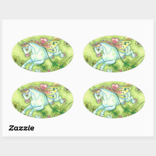 NIEDLICHER ST. PATRICK'S DAY FLYING IRISH PONY, FA OVALER AUFKLEBER