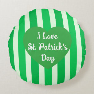 Niedlicher St. Patrick's Day Green Striped Simple Rundes Kissen