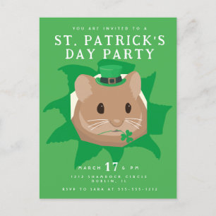Niedlicher St. Patrick's Day Hamster durchblättert Postkarte