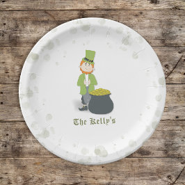 Niedlicher St. Patrick's Day Leprechaun Custom Pappteller