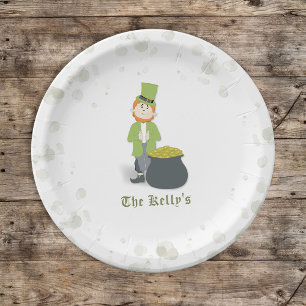 Niedlicher St. Patrick's Day Leprechaun Custom Pappteller