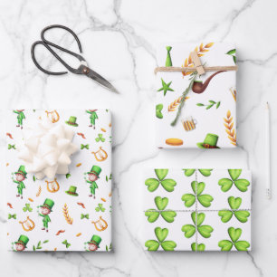 Niedlicher St. Patrick's Day Leprechaun Irish Them Geschenkpapier Set